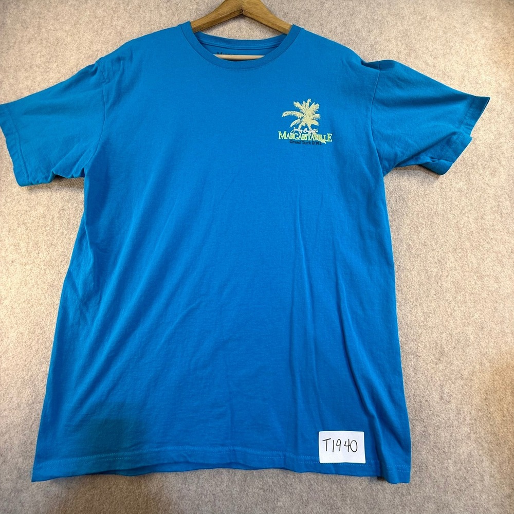 Margaritaville Grand Turk BWI Blue Graphic T-Shirt Mens Large No Shoes No Shirt